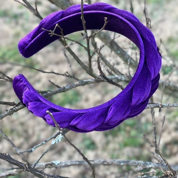 New Handmade Puffy Casual Weave comfy Purple Soft Headband Hair Accessory - Picture 3 of 12